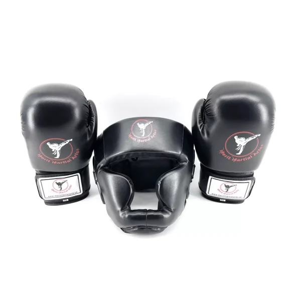Boxing Set Gloves and Headgear black
